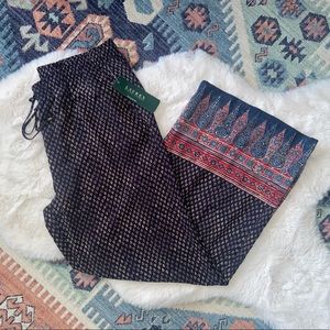 Lauren Ralph Lauren wide leg pant patterned casual resort wear spring size 12
